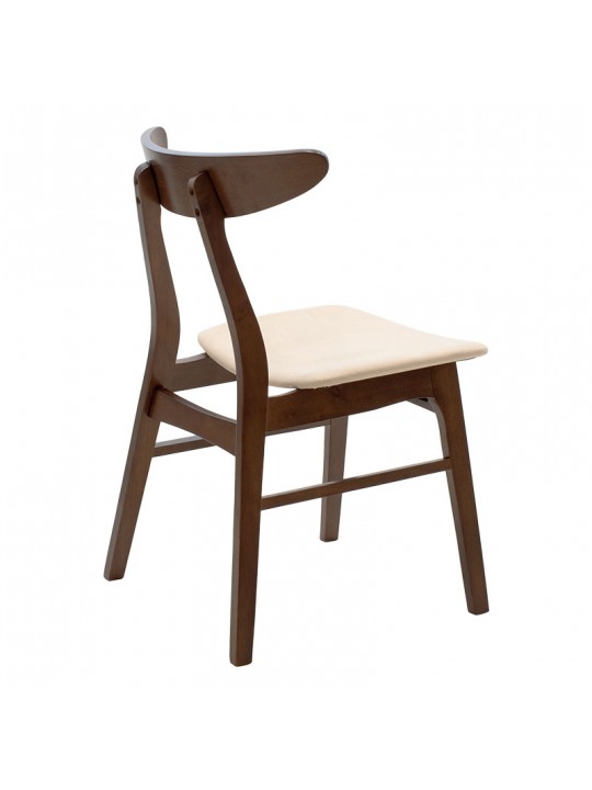 Καρέκλα Orlean pakoworld μπεζ ύφασμα-rubberwood καρυδί πόδι