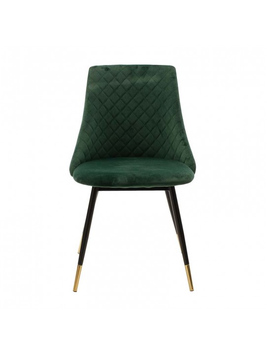 Καρέκλα Giselle pakoworld βελούδο σκούρο πράσινο-μαύρο χρυσό πόδι
