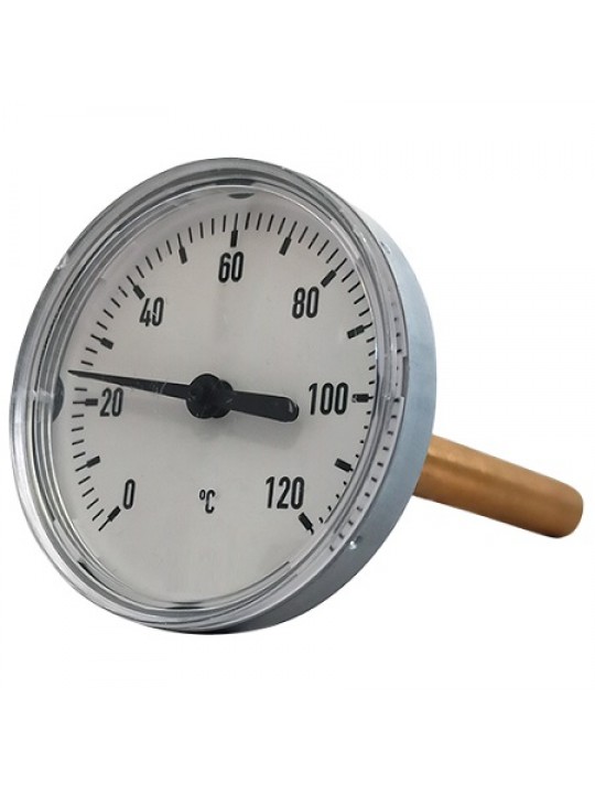 Θερμόμετρο Οριζόντιο Χρωμέ με Κυάθιο Ορειχάλκινο 1/2'' L50